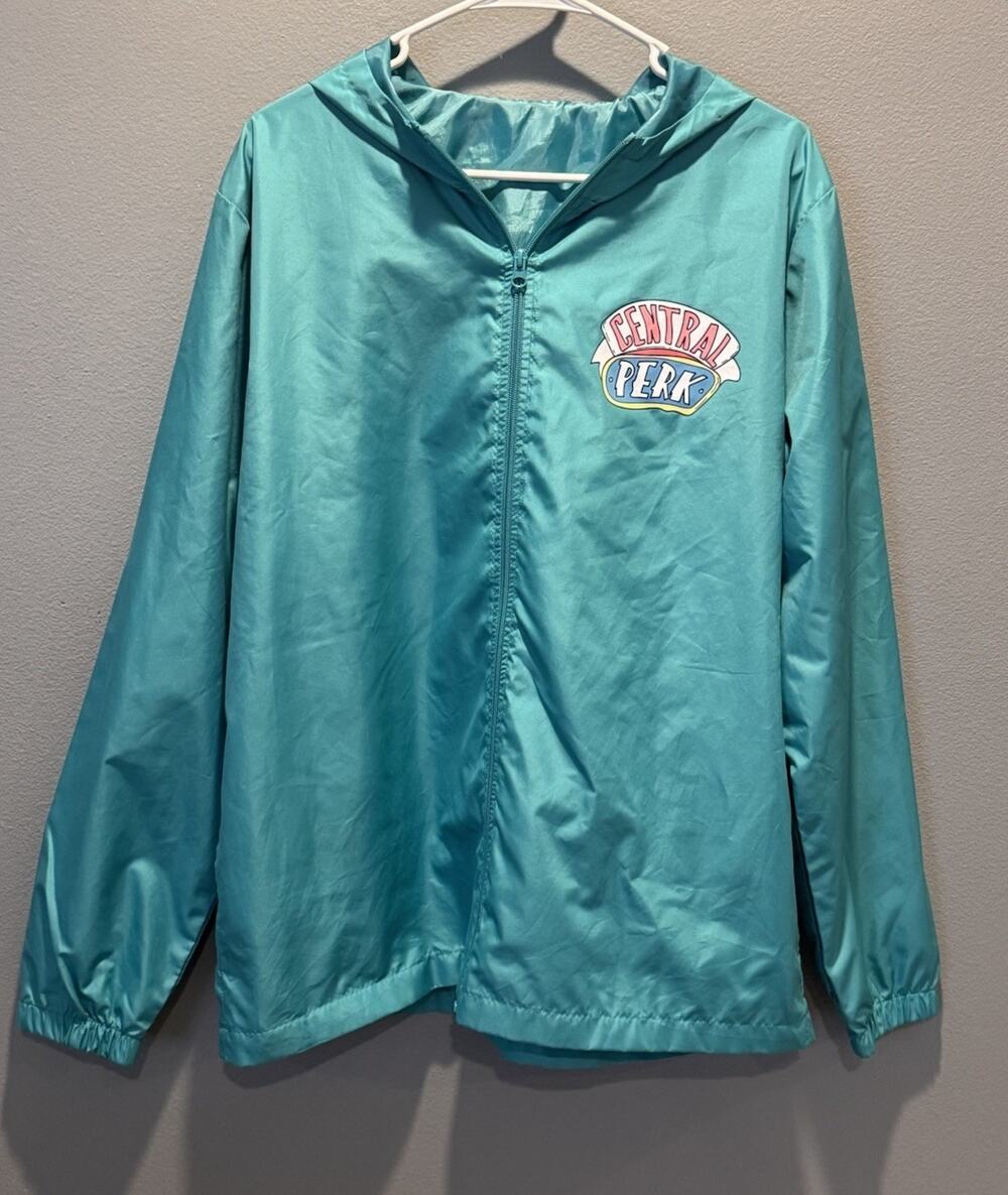 Friends Central Perk Jacket Women's Size M Green Windbreaker